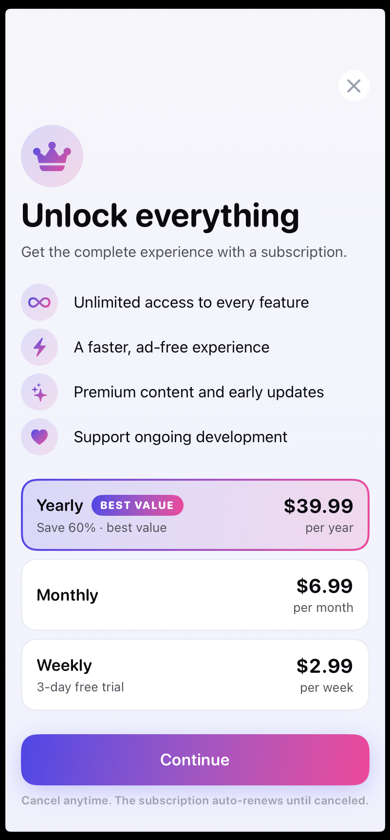 Lucky Pick — paywall / subscription